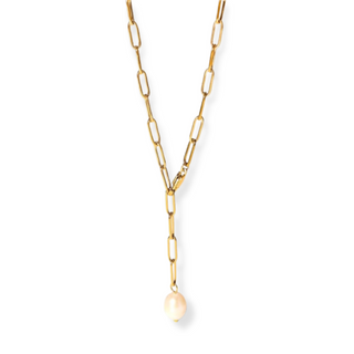 Avery Necklace, 18k Gold Plated Pearl Lariat