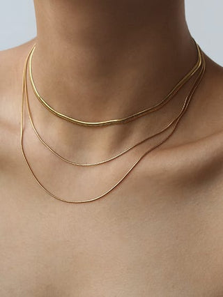 Jade Necklace, Thin Gold Filled Snake Chain