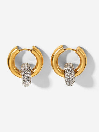 Two-Toned CZ Huggies, 18k Gold Plated