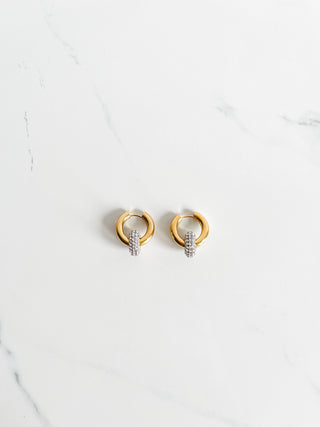 Two-Toned CZ Huggies, 18k Gold Plated