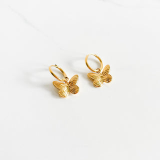 Butterfly Huggies, 18k Gold Plated