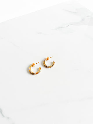 Tiny CZ Hoops, 18k Gold Plated